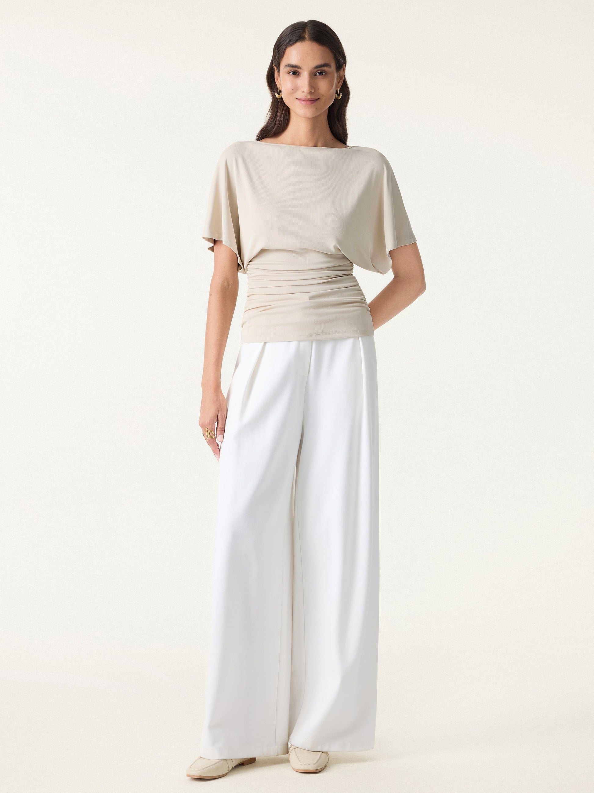 Batwing Ruched Waist-Cinching Top