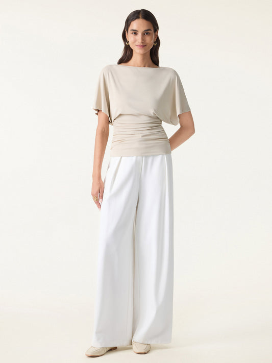 Batwing Ruched Waist-Cinching Top