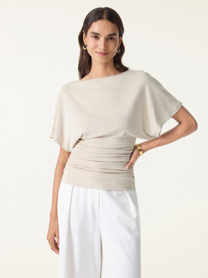 Batwing Ruched Waist-Cinching Top