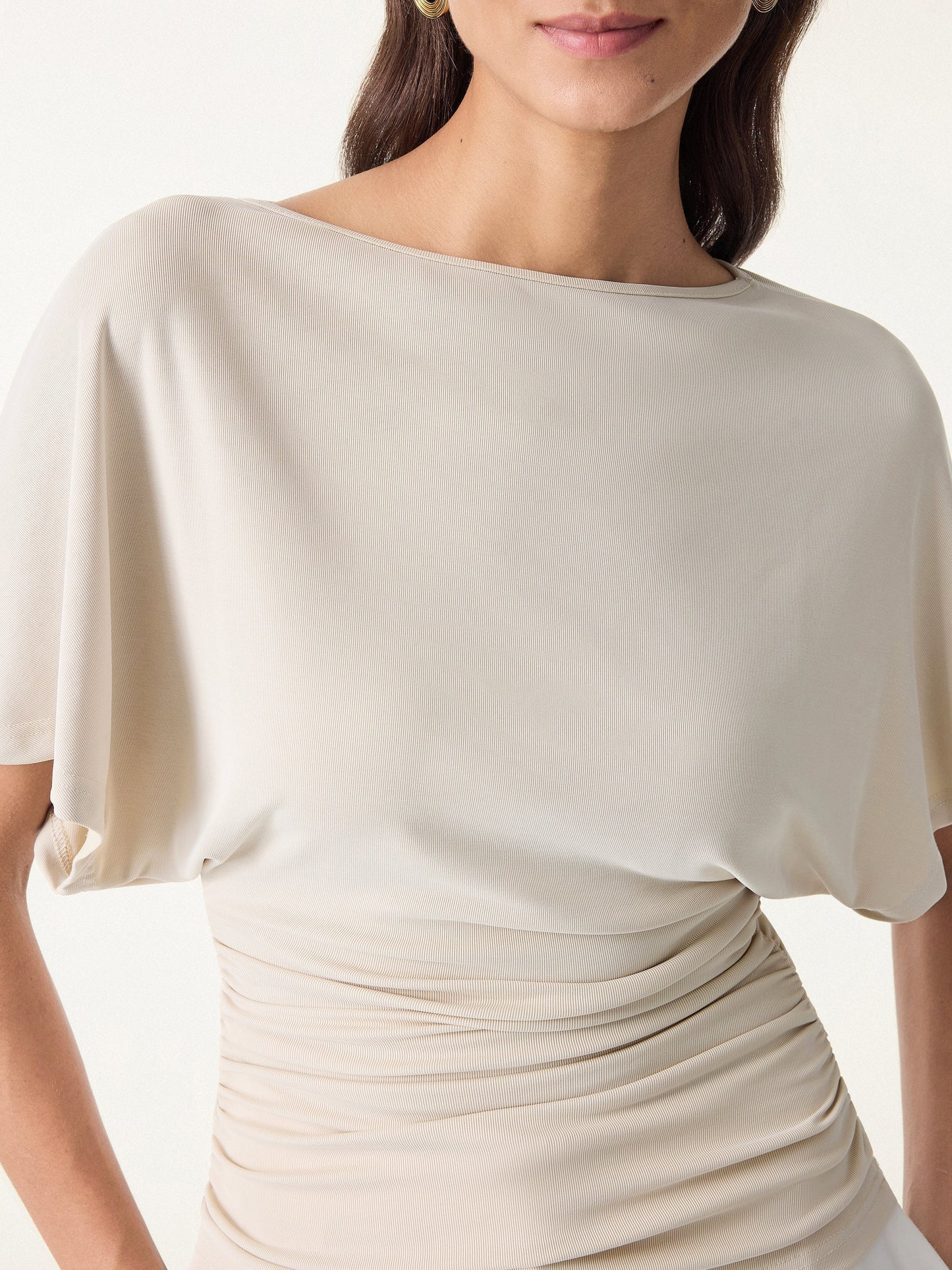 Batwing Ruched Waist-Cinching Top