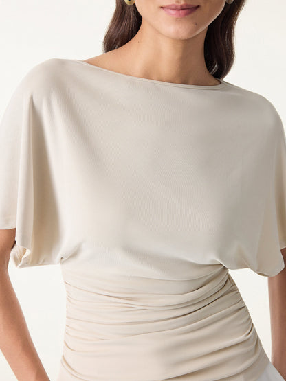 Batwing Ruched Waist-Cinching Top