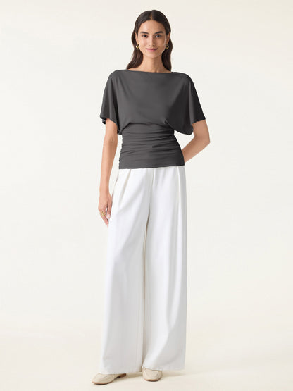 Batwing Ruched Waist-Cinching Top